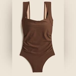 J. Crew Nia ruched squareneck one-piece NWT. Chocolate brown. plus size. Size 24